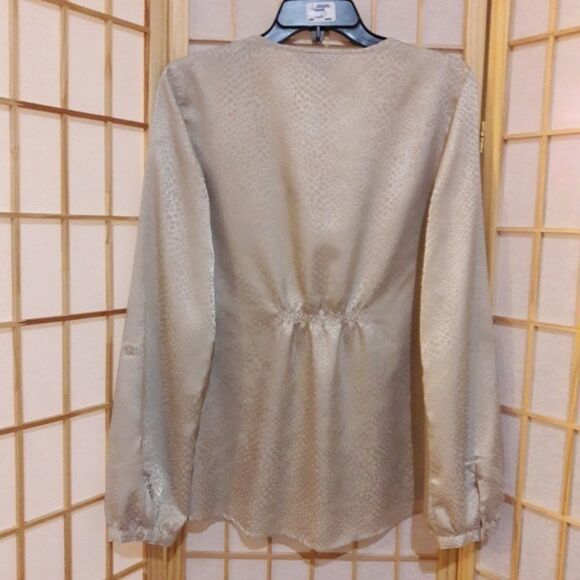 Calvin Klein Beige Animal Print Button Blouse Top - Picture 2 of 6